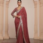 Radiant Red & Beige Bridal Sari Set