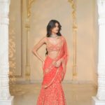 Coral Elegance Hand-Embroidered Sari Set