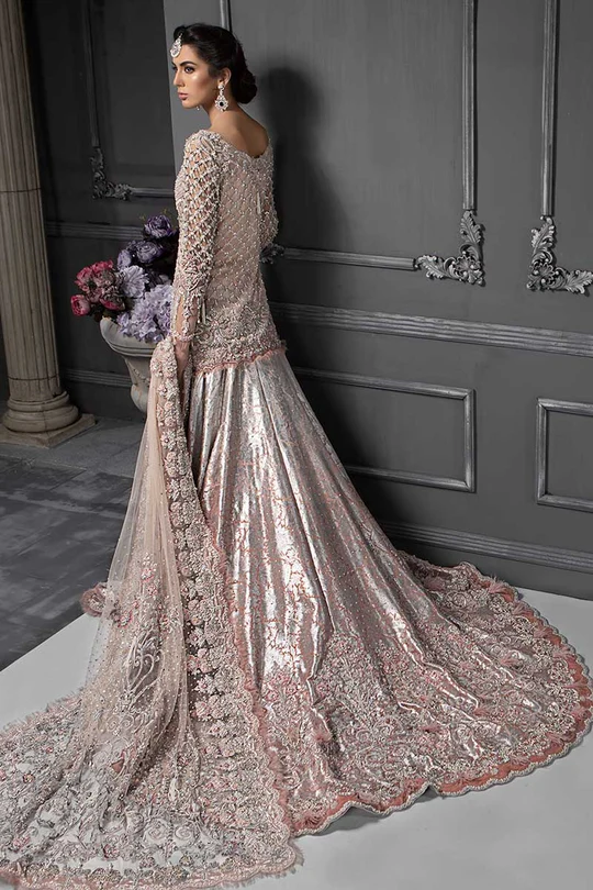 Powder Pink Miral Modern Bridal Lehenga Set - Image 3