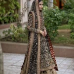 Regal Black and Gold Bridal Pishwas Ensemble