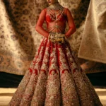 Ruby Red Raw Silk Lehenga Ensemble
