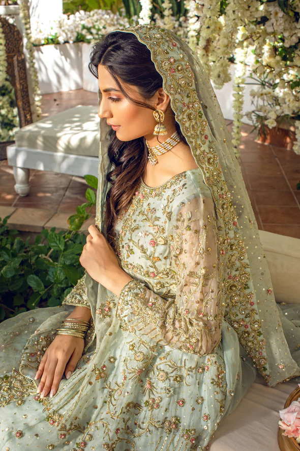 Zehnaseeb Pastel Mint Kalidaar Bridal Ensemble - Image 6