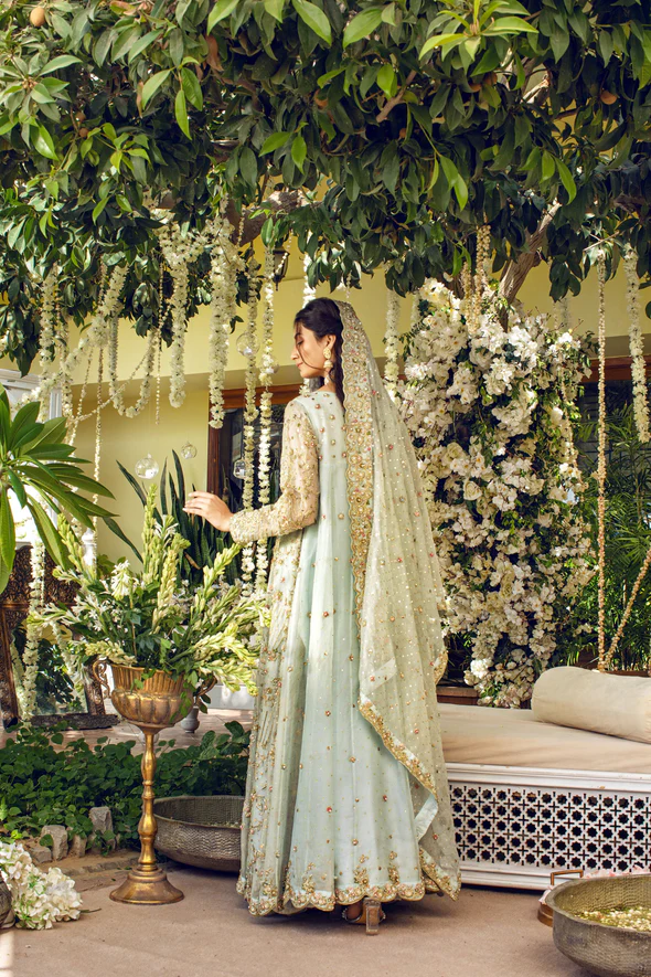 Zehnaseeb Pastel Mint Kalidaar Bridal Ensemble - Image 3
