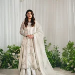 Ivory Jamawar Bridal Kalidaar with Silver Ada Work