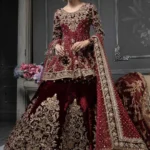 Blood Red Malika Mughal-Inspired Lehenga Set