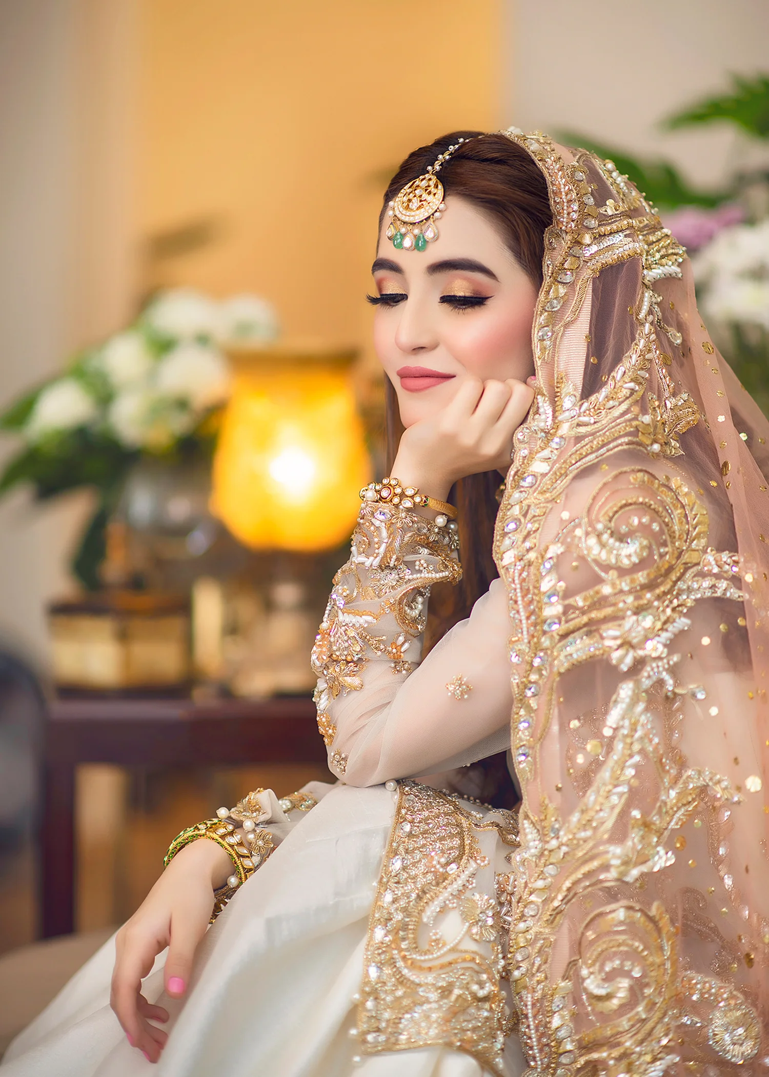 Peach Cream Festive Gharara Set - Image 2