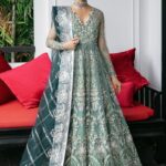 Aqua Sea Green Kalidar Bridal Pishwas Ensemble