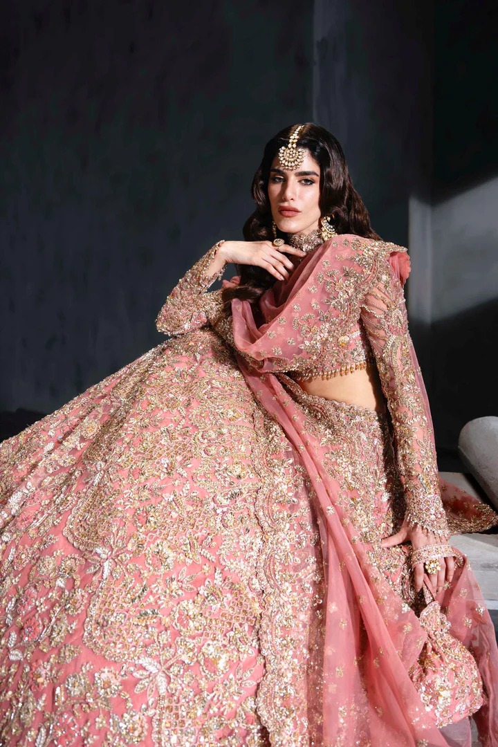 Blush Pink Bridal Luxury Lehenga Set - Image 3