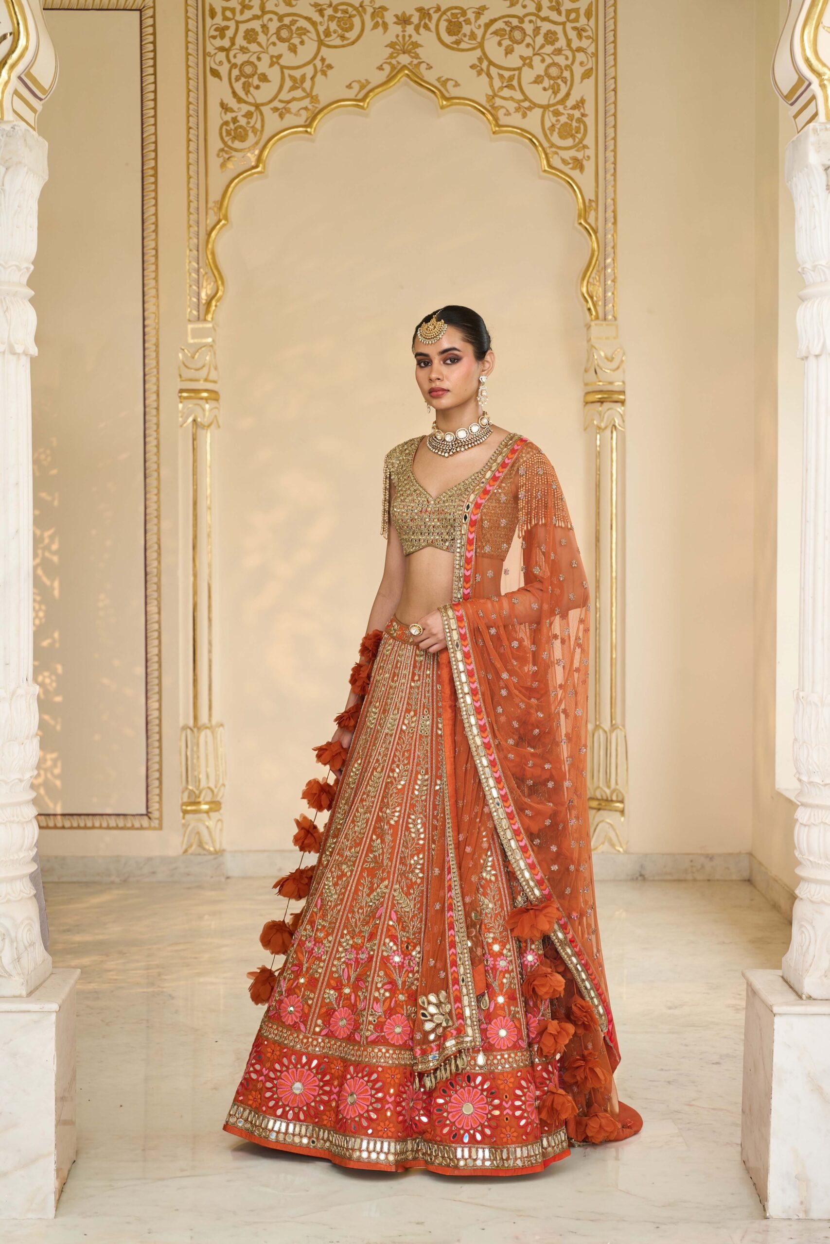 Sunlit Ember Bridal Lehenga Set - Image 5
