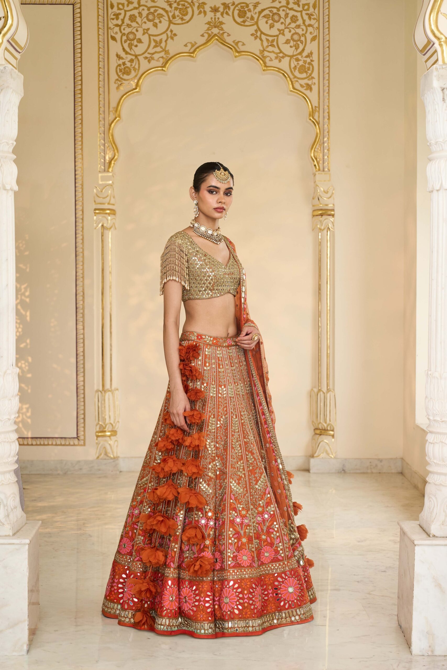 Sunlit Ember Bridal Lehenga Set - Image 4