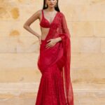 Radiant Red Embroidered Sari Set