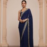 Midnight Gold Handcrafted Sari Ensemble