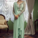Mint Silk Blouse and Georgette Saree Set