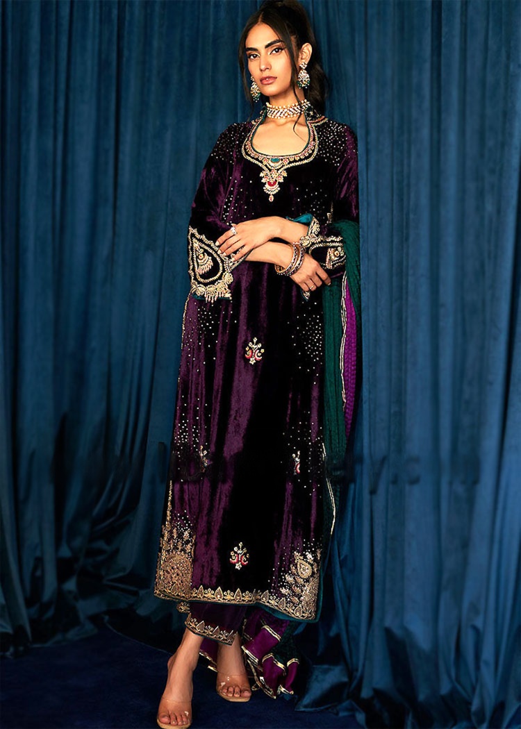 Aubergine Velvet Carnation Ensemble - Image 3