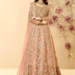 Maroon & Gold Long Pishwas Lehenga