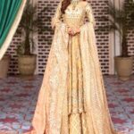 Yellow Bergenia Walima Bridal Anarkali Lehenga