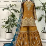Gharara Ensemble with Teal Dupatta
