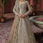 Peach & Aqua Hand-Embellished Tissue Bridal Ensemble