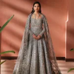 Moonlight Blue Hand-Embellished Net & Tissue Bridal Set