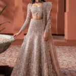 Blush Pink Handcrafted Net Lehenga & Dupatta Set