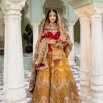 Baroque Red & Marigold Bridal Lehenga Set