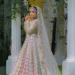 Pastel Symphony Bridal Lehenga in Mint, Peach & Lilac