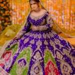 Royal Multitone Bridal Lehenga in Purple, Green & Crimson