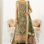 Elegant Green Chiffon Kameez with Embroidered Sharara