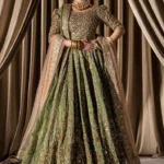 Stunning Green & Pink Pakistani Bridal Lehenga Choli