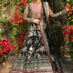 Maroon Hand-Embellished Pishwas Frock with Organza Dupatta