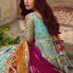 Sky Blue Embellished Bridal Maxi Ensemble