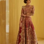 Imperial Crimson Hand-Embellished Bridal Lehenga