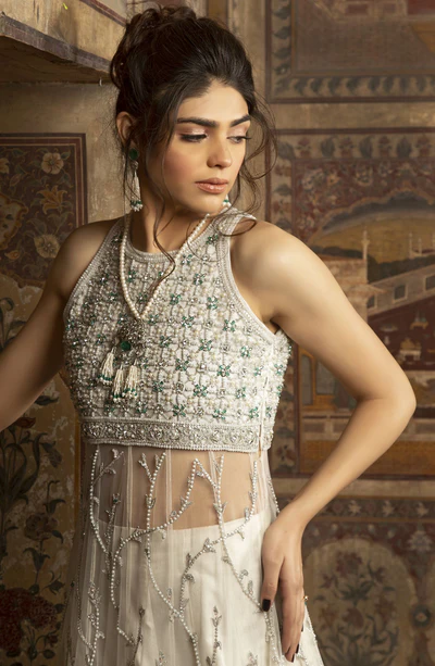 Graceful White Fiona Peshwas - Image 3