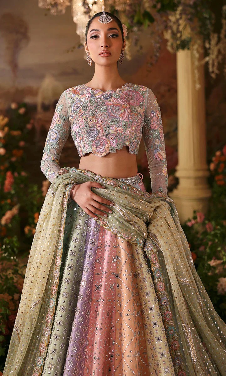 Multicolored Pakistani Bridal Lehenga Choli - Image 3