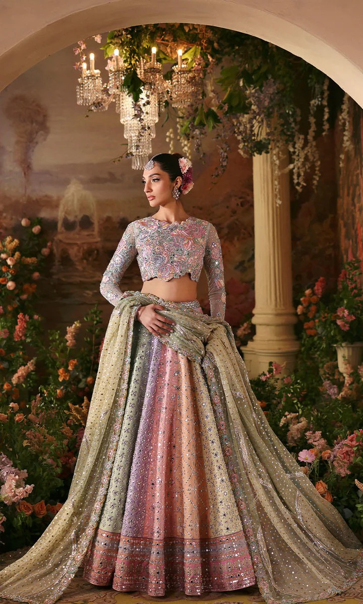 Multicolored Pakistani Bridal Lehenga Choli - Image 5