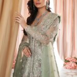 Mint Front-Open Couture with Silver Filigree & Gemstone Embellishment