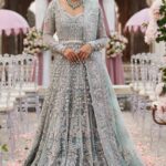 Ice-Blue Couture Maxi with Silver Floral Embellishments
