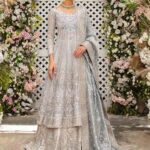 Celestial Silver Embellished Lehenga with Long Shirt & Dupatta
