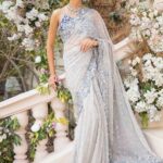 Moonlit Blossom Saree with Hand-Embroidered Details
