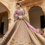 Blush Pink Embellished Lehenga with Antique Gold Blouse