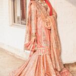 Mojgan – Peach Ombre Farshi Gharara Bridal Ensemble