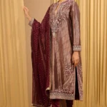 Plum Gilded Pinstripe Kurta & Churidar Set