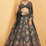 Midnight Obsidian Gilded Garden Lehenga
