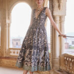 Midnight Noir Botanical Column Dress