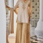Champagne Gold Heavily Embellished Sharara Set