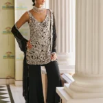 Midnight Noir Pearl-Encrusted Sharara Set