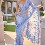 Luminescent Pearl & Silver Sequined Saree
