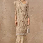 Champagne Gold Filigree Saree-Lehenga