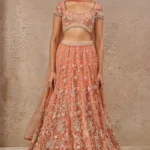 Blossom Peach Hand-Embellished Net Lehenga