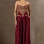 Imperial Maroon Corset & Pleated Palazzo Set